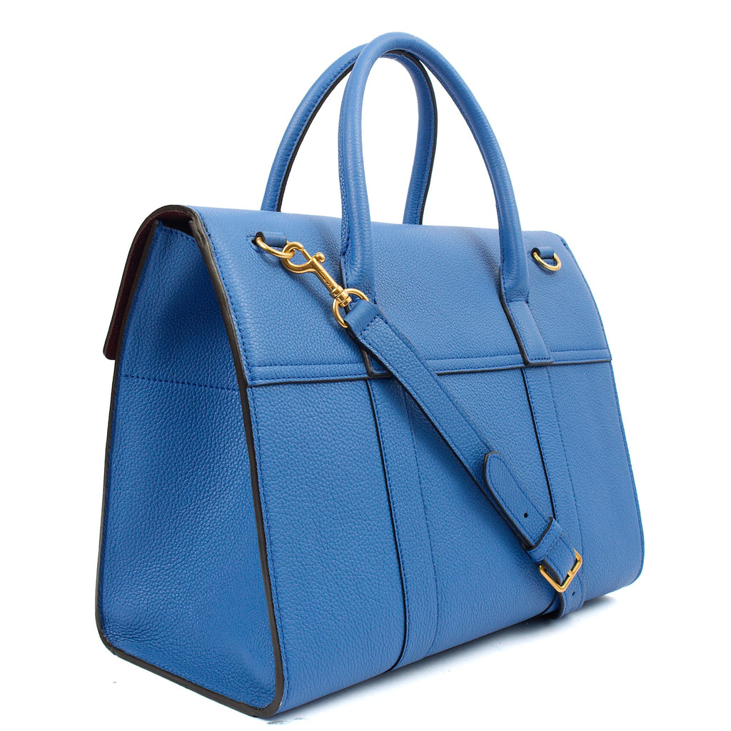 Mulberry Tote Bayswater with Strap in Blue, Leather