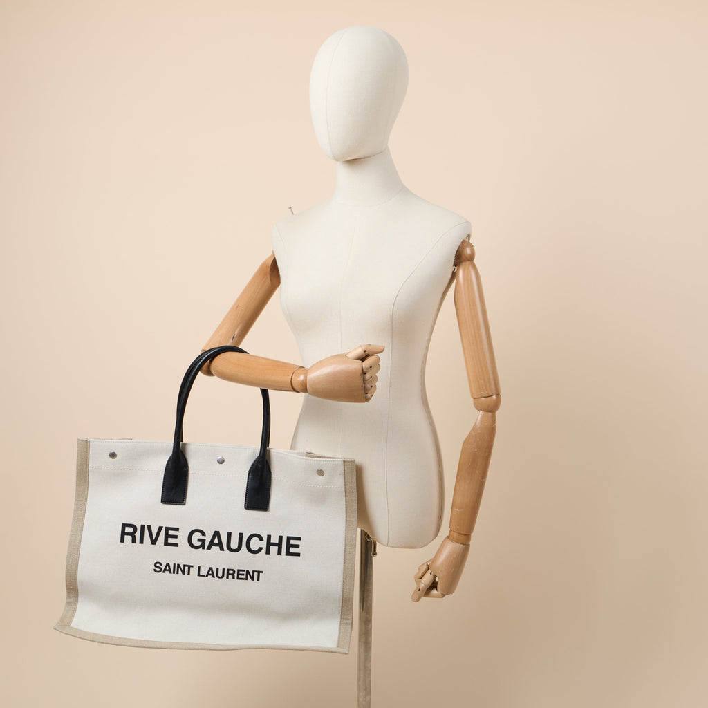 Saint Laurent Tote Rive Gauche Tote in Neutral, Fabric