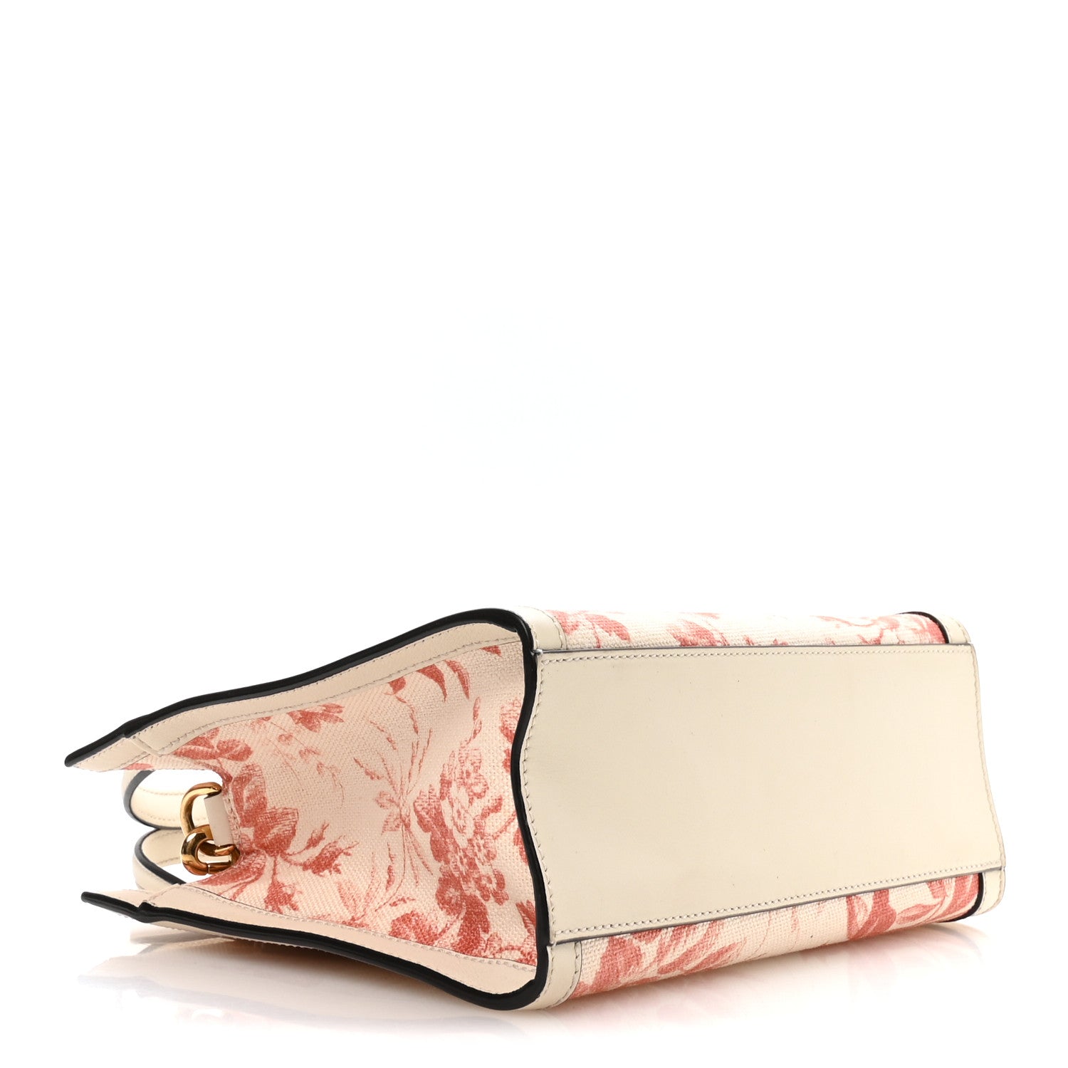 Canvas Herbarium Print Ribbon Top Handle Bag Pink White