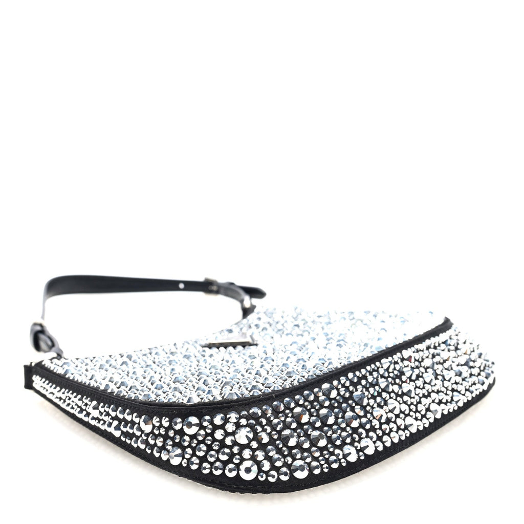 Satin Crystal Cleo Adjustable Strap Shoulder Bag Metal
