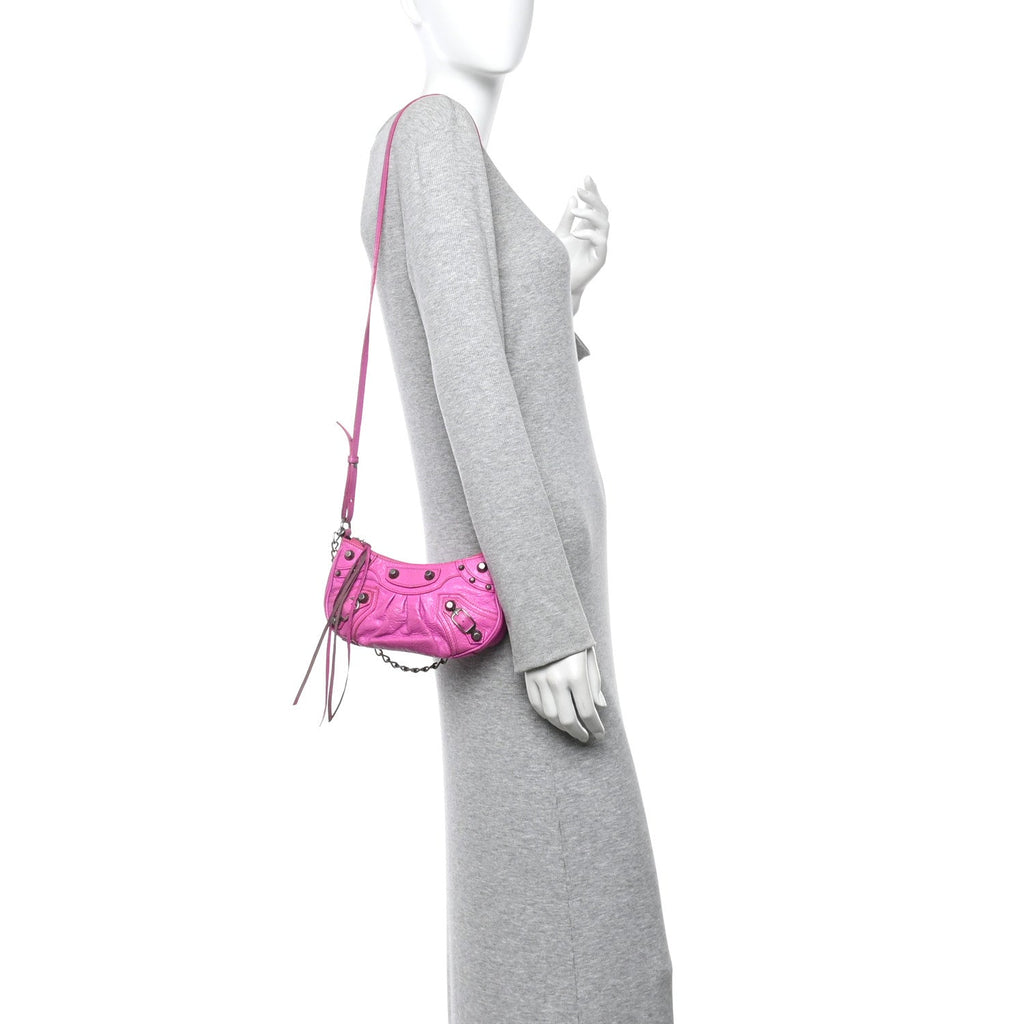 Agneau Arena Le Cagole Mini Purse With Chain Lipstick Pink