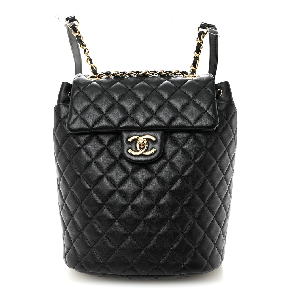 Lambskin Quilted Small Urban Spirit Backpack Black