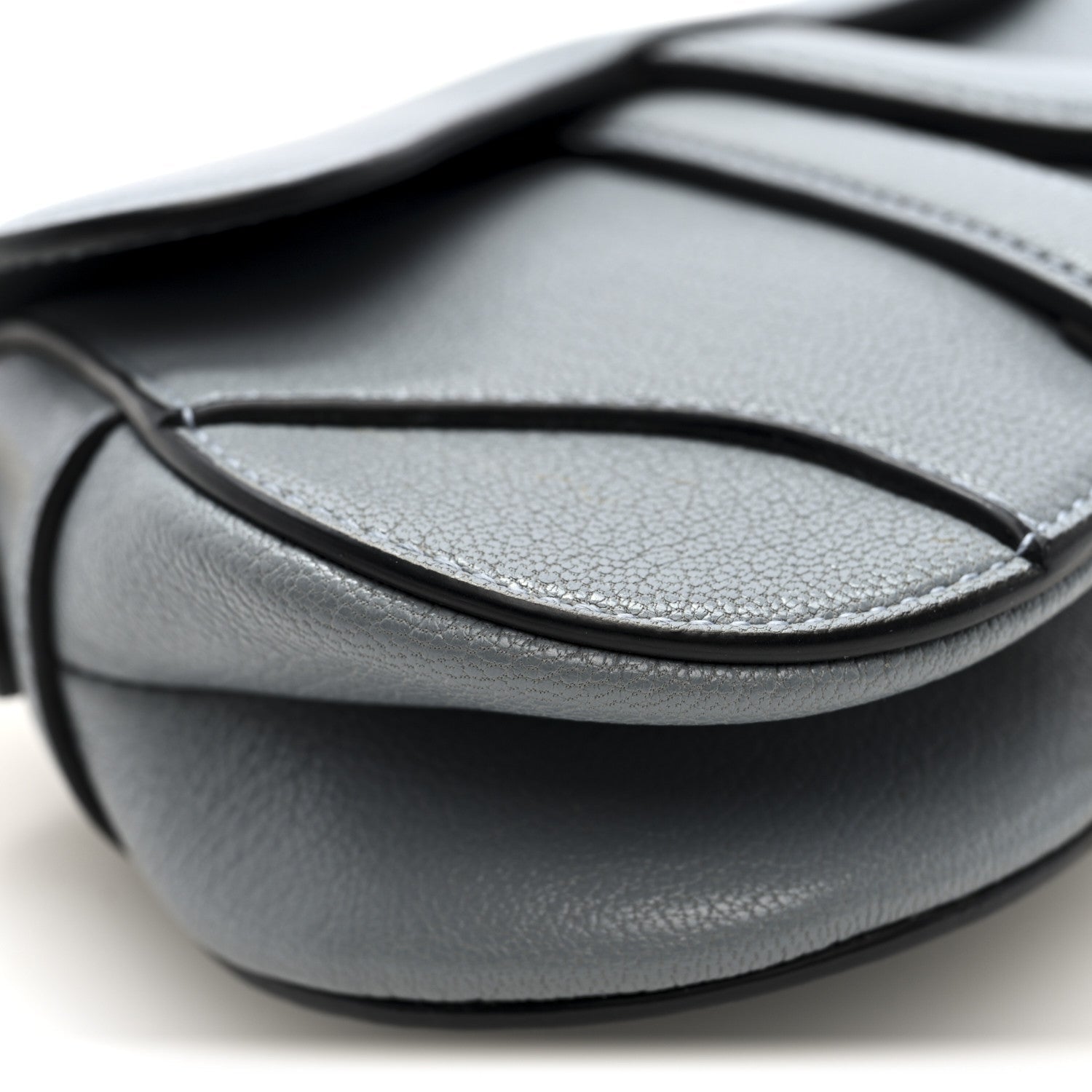 Grained Calfskin Mini Saddle Bag Sky Blue