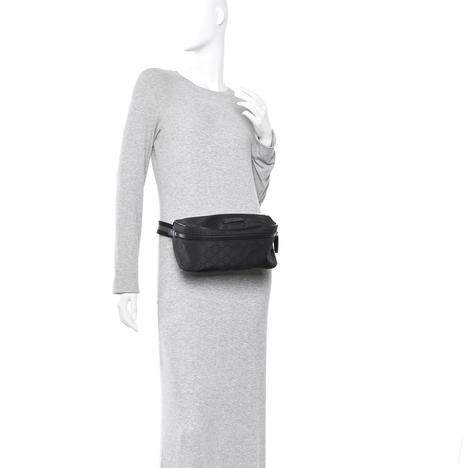 Nylon Monogram Fanny Pack Belt Bag Black