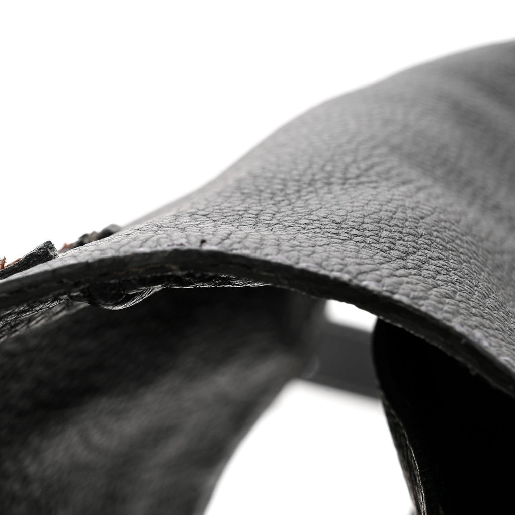 Grained Calfskin Medium Marcie Saddle Bag Black