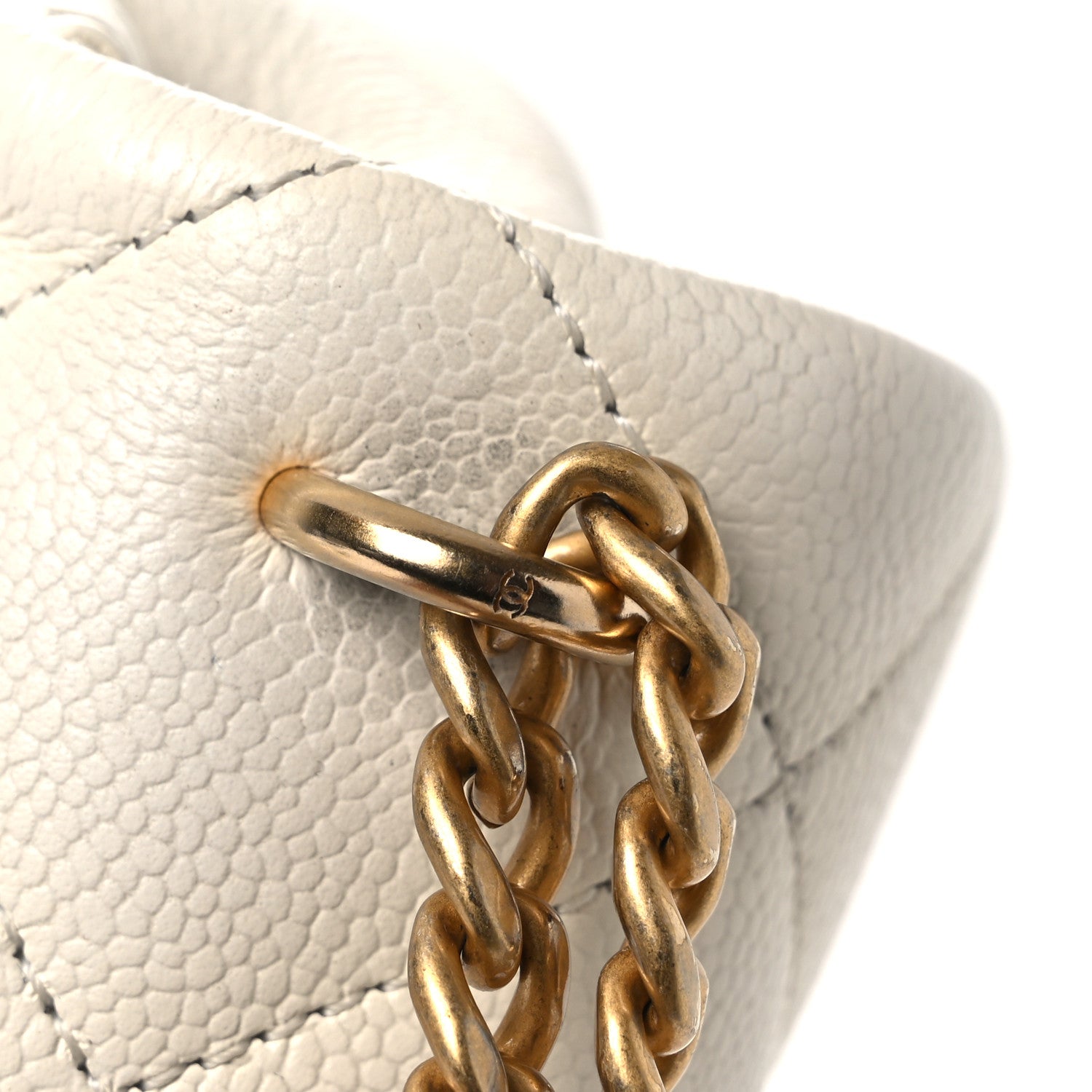 Caviar Quilted Mini Sweetheart Flap White