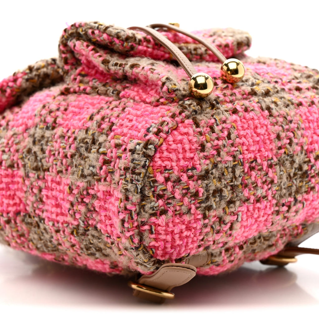 Wool Tweed Elegant Backpack Pink Brown