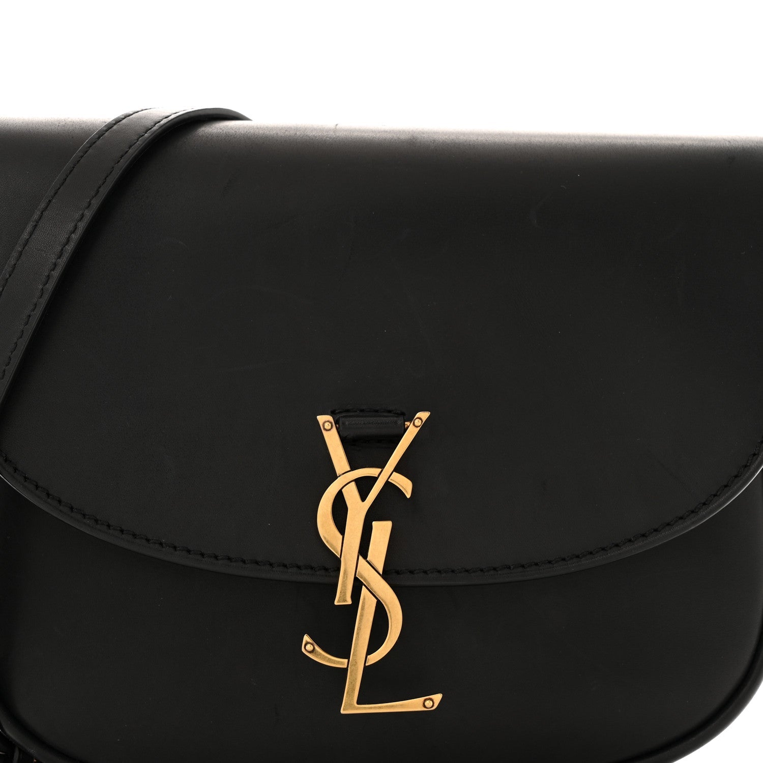 Smooth Calfskin Monogram Medium Kaia Satchel Black