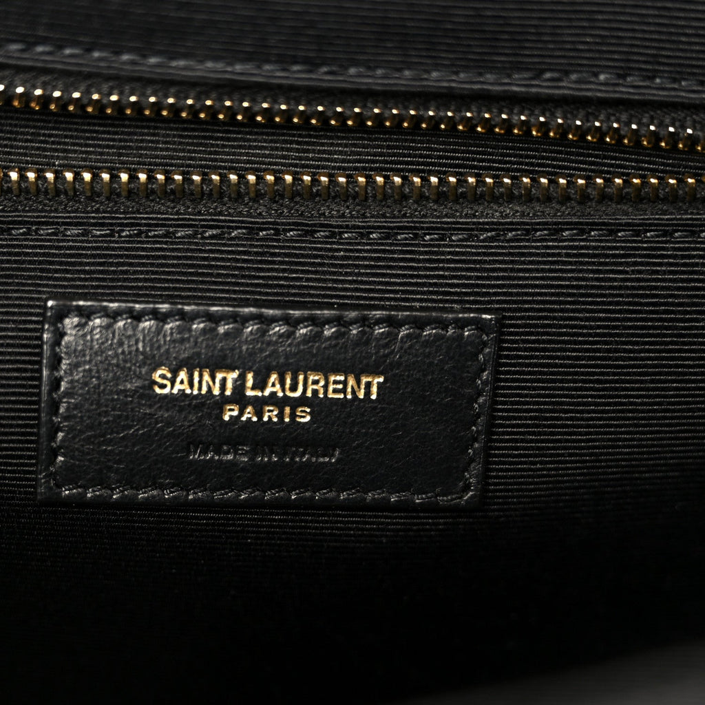 Grain De Poudre Textured Mixed Matelasse Large Triquilt Monogram Satchel Black