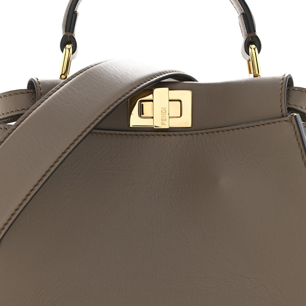 Vitello Seta Canvas FF Embroidered Mini Peekaboo Iconic Satchel Tartufo