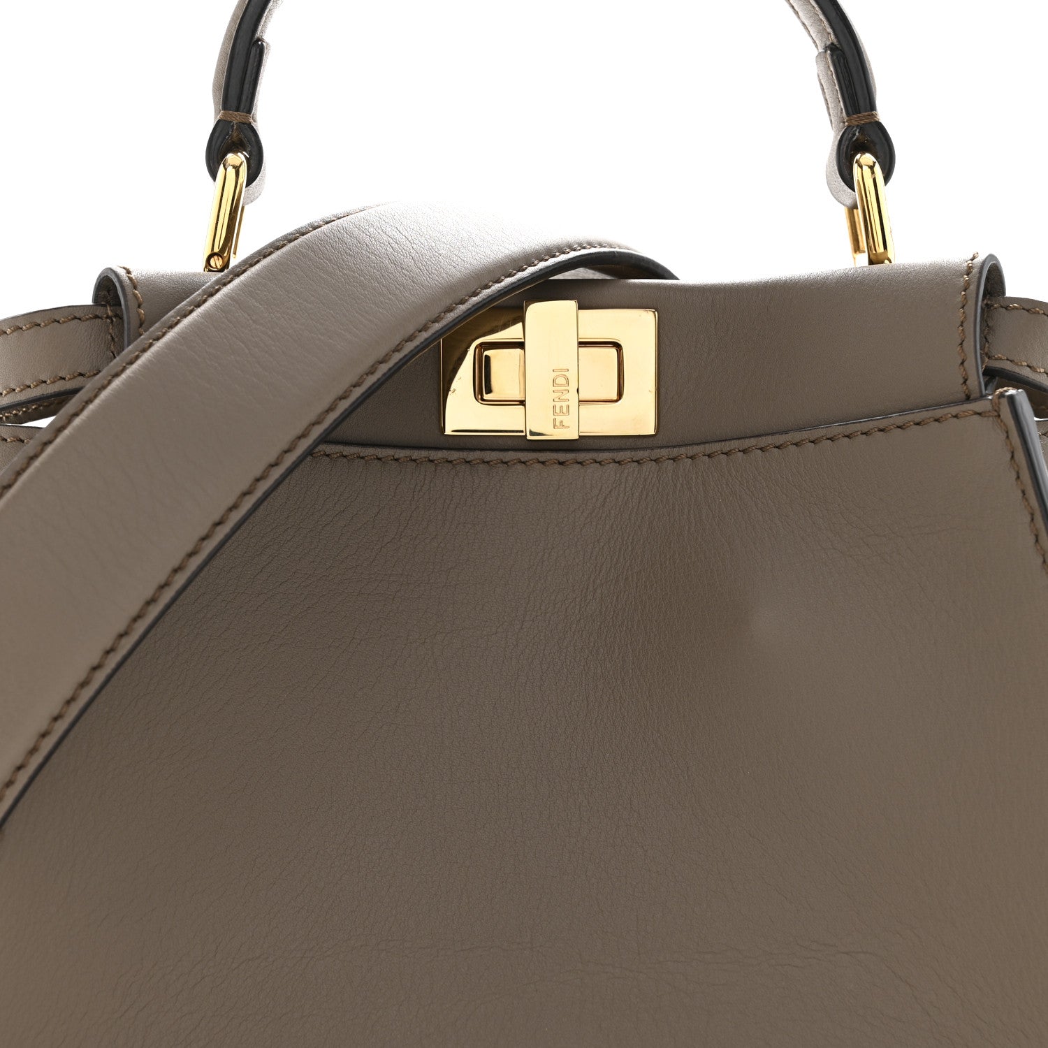 Vitello Seta Canvas FF Embroidered Mini Peekaboo Iconic Satchel Tartufo