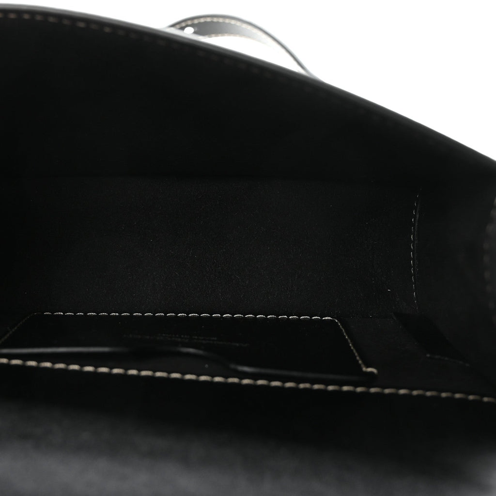 Calfskin Spike Studded Knuckle Satchel Black Silver