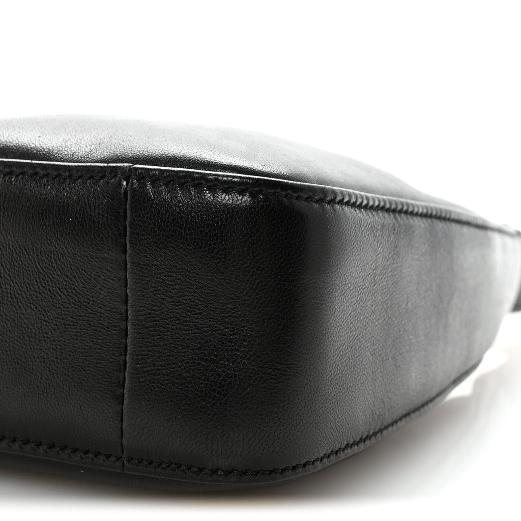 Plunged Lambskin Calypso Mini Hobo Black