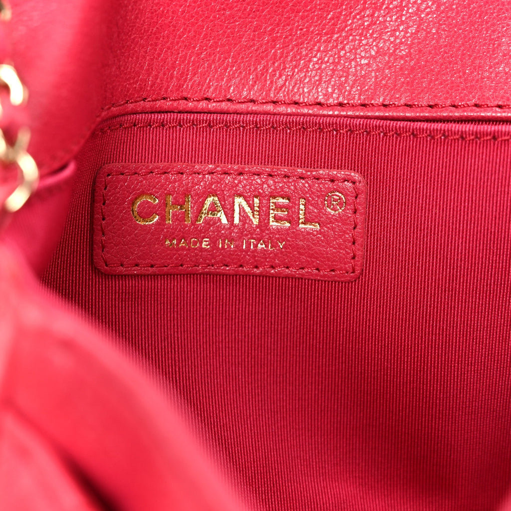 Goatskin Quilted Coco Curve Flap Messenger Flap Red