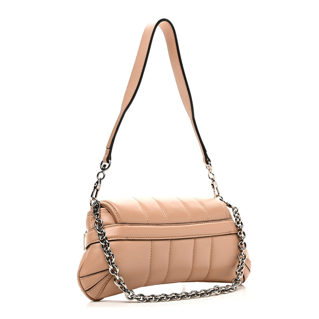 Nappa Vertical Matelasse Small Maxi Horsebit Chain Shoulder Bag Beige