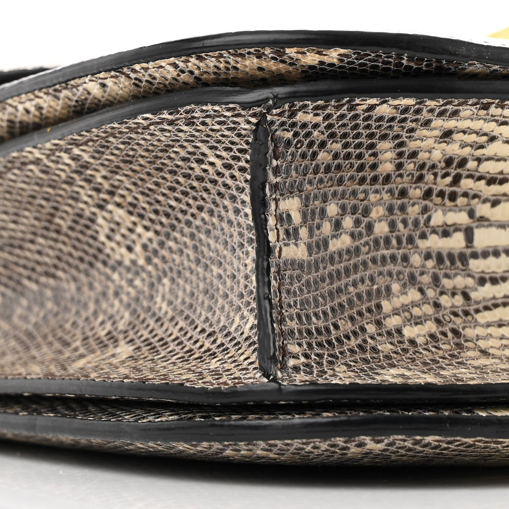 Lizard Medium Classic Box Flap Bag Natural