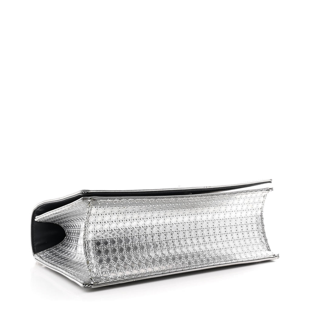 Metallic Patent Micro-Cannage Medium Diorama Flap Bag Silver
