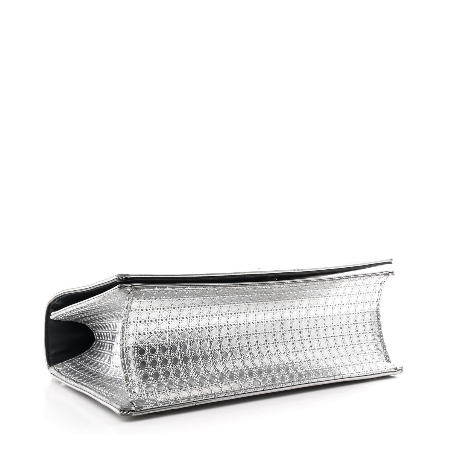 Metallic Patent Micro-Cannage Medium Diorama Flap Bag Silver