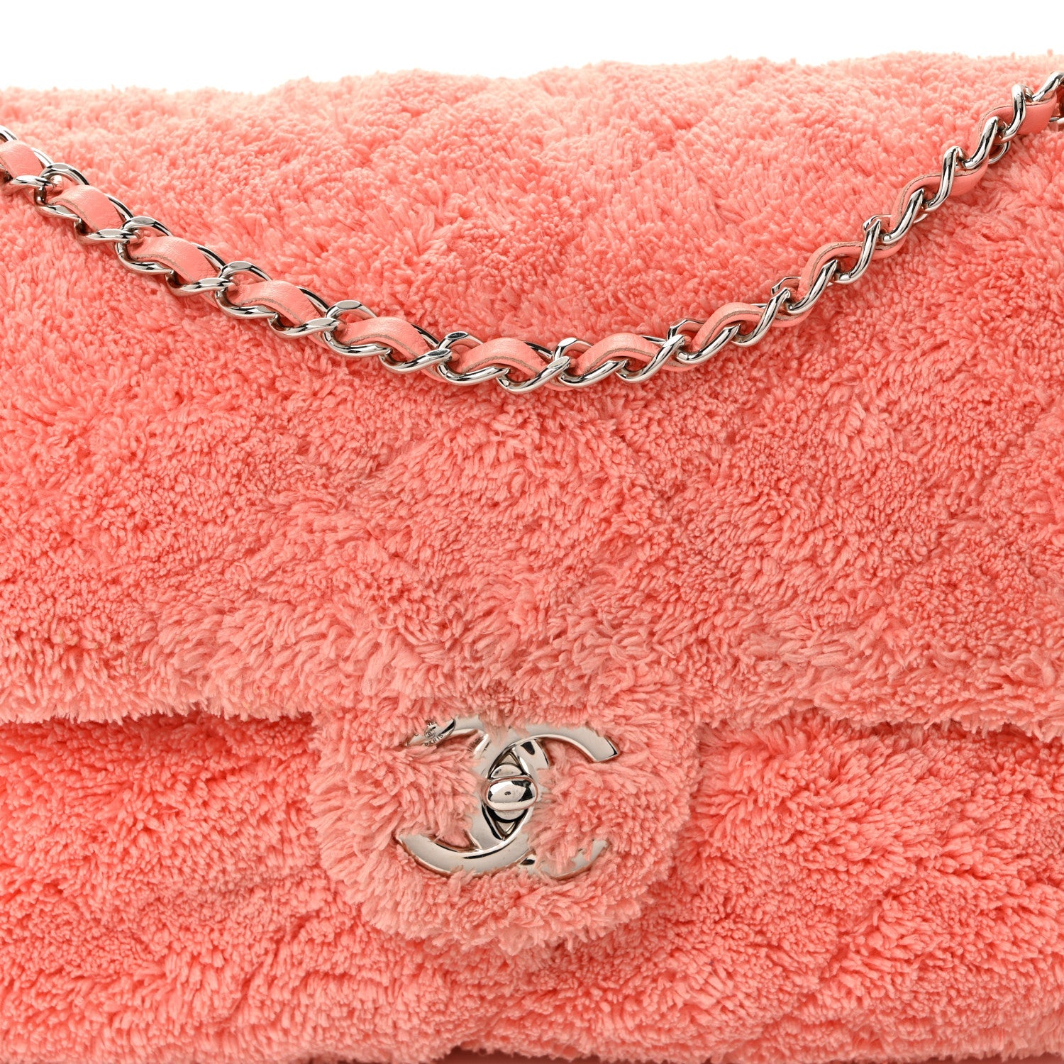 Lambskin Calfskin Mixed Fibers Quilted Medium Flap Orange