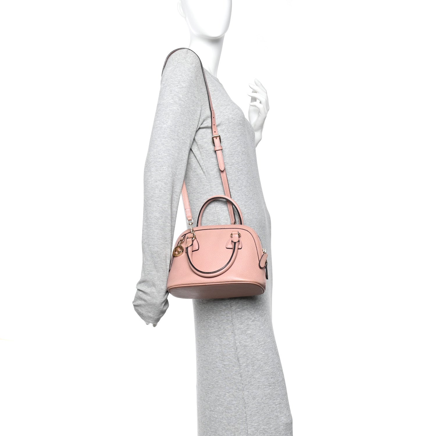 Dollar Calfskin Small GG Charm Dome Bag Soft Pink