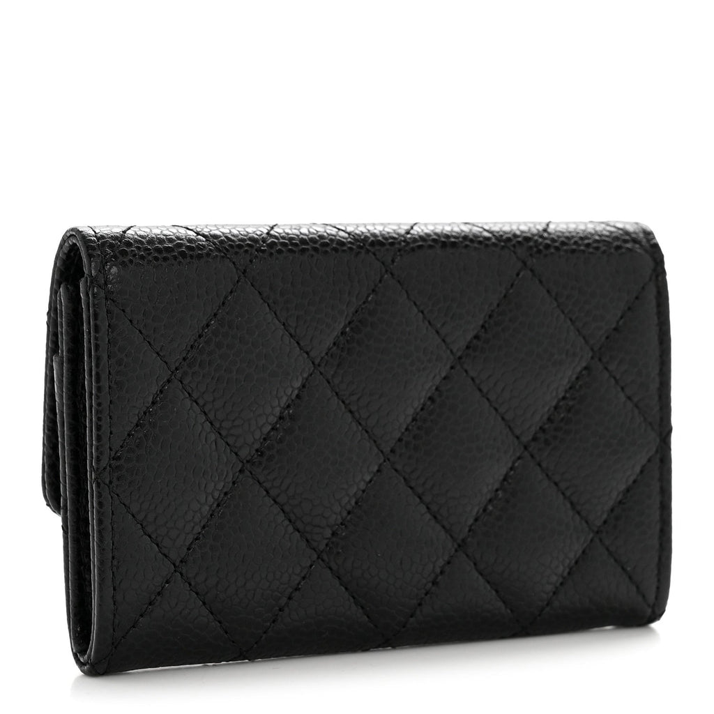 Caviar Quilted Flap  Holder Black