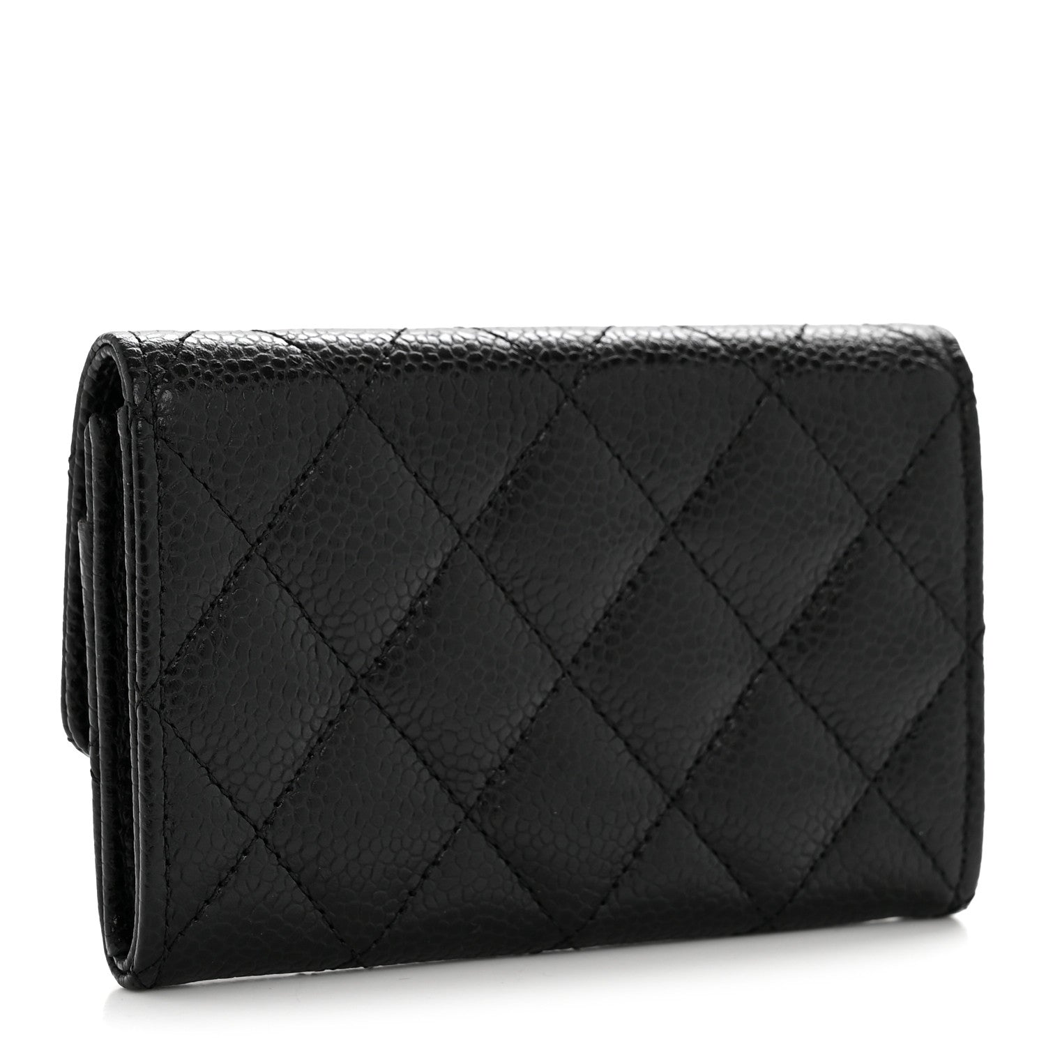 Caviar Quilted Flap  Holder Black