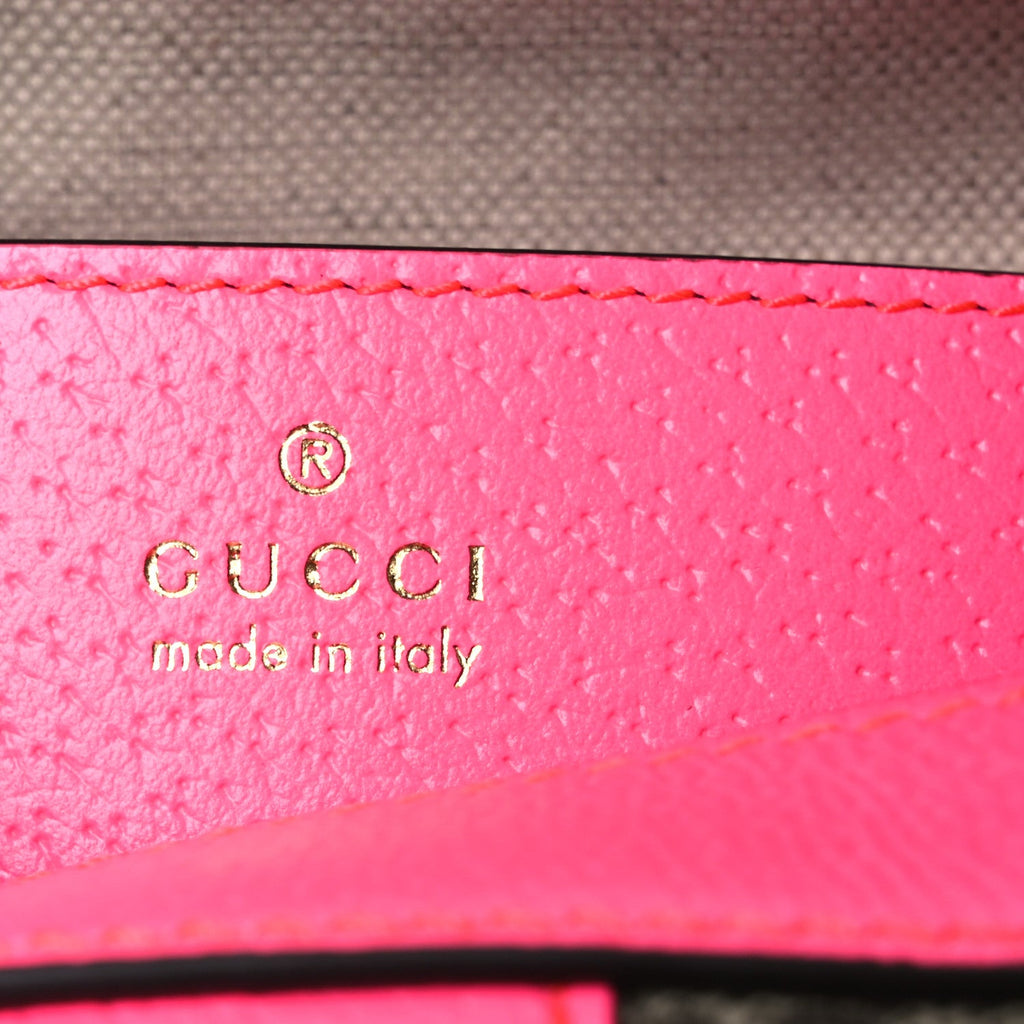 GG Supreme Monogram Textured Dollar Calfskin Web Ophidia Small Crossbody Bag Beige Ebony Fuchsia