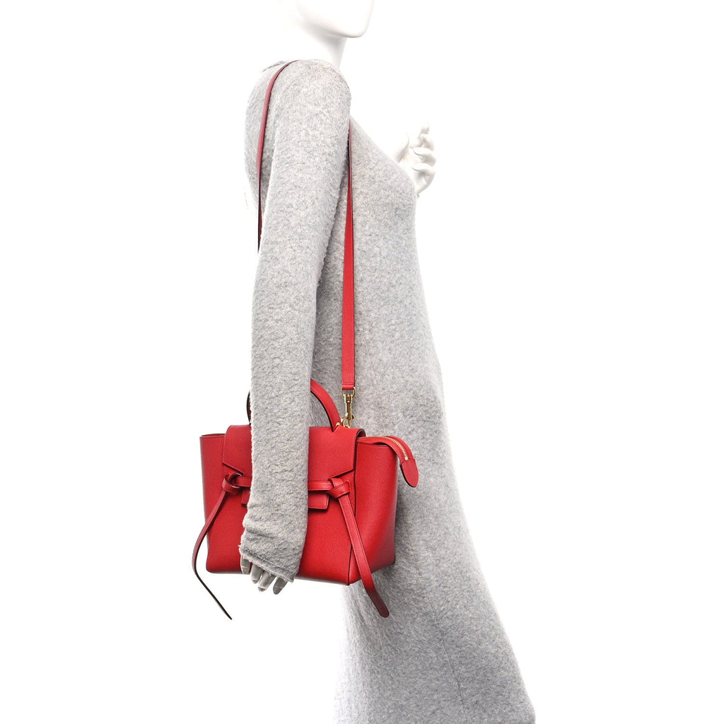 Baby Grained Calfskin Micro Belt Bag Coquelicot