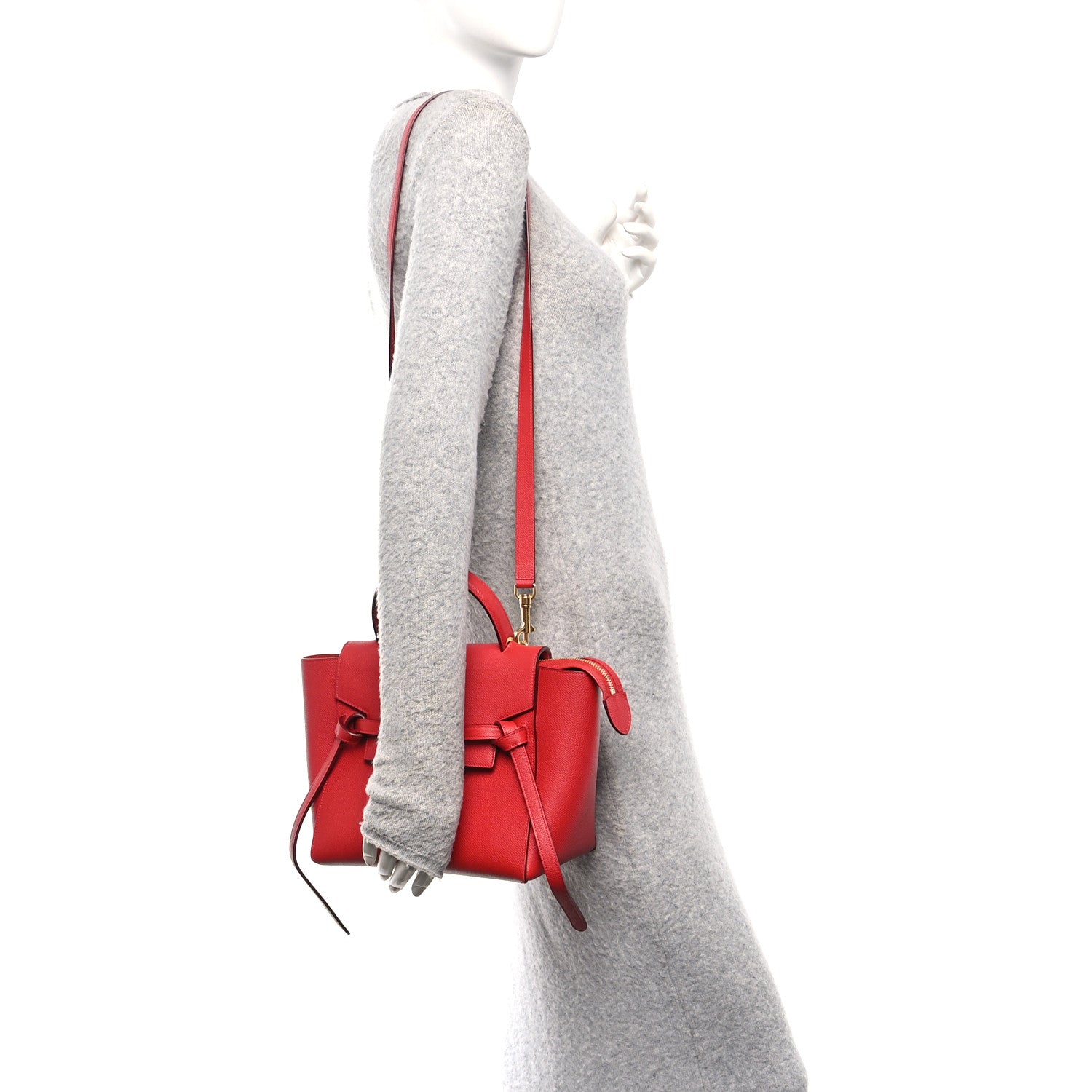 Baby Grained Calfskin Micro Belt Bag Coquelicot