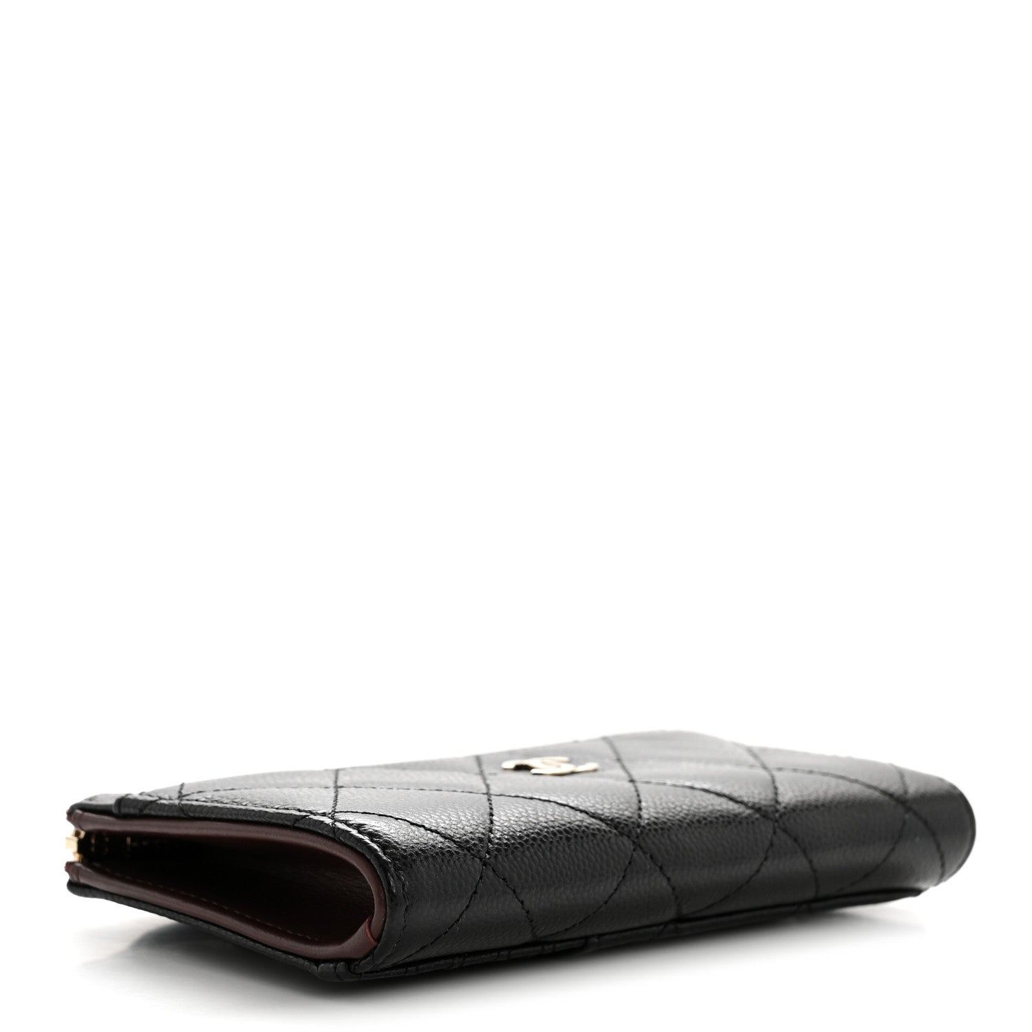 Caviar Quilted CC Zip Around  Holder Black