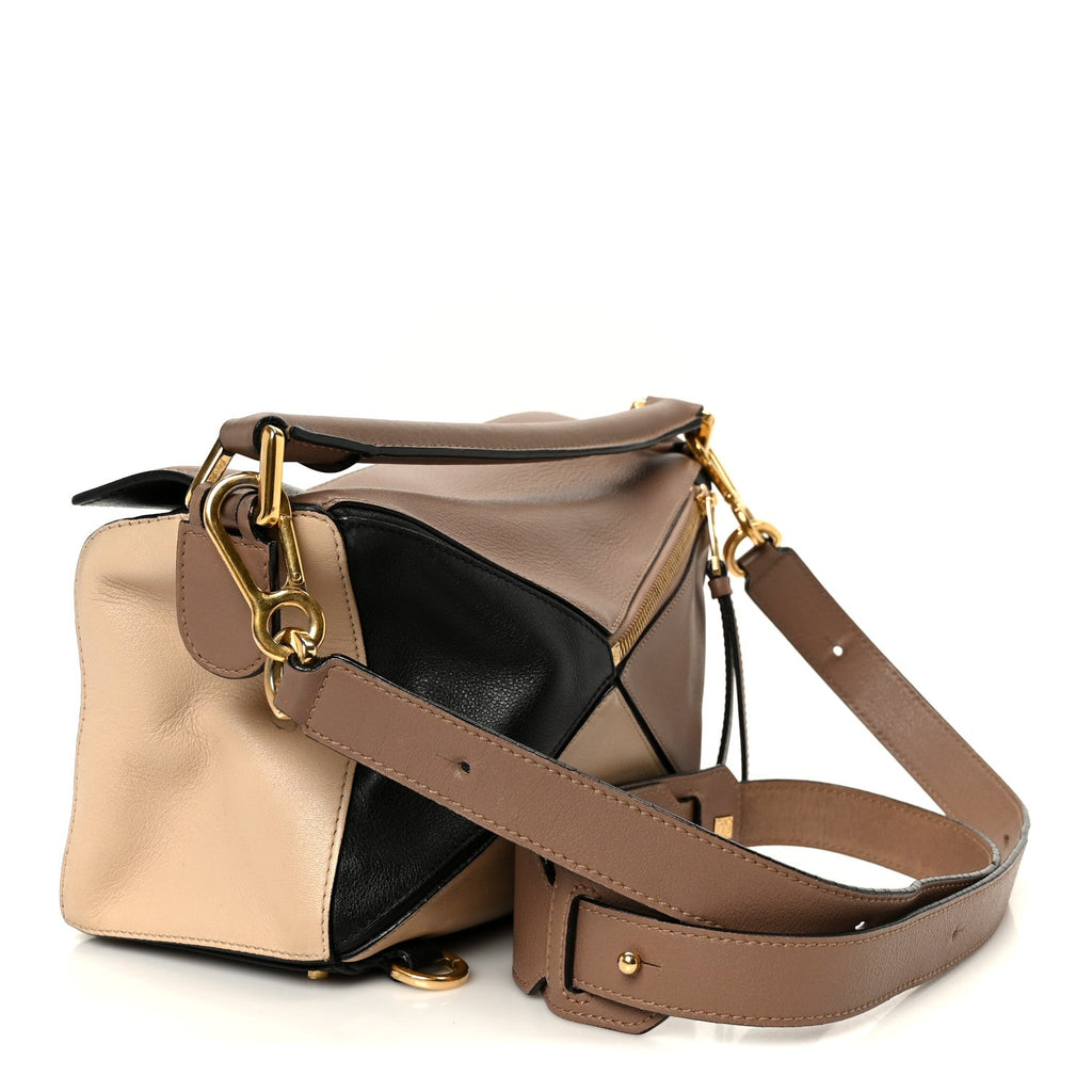 Calfskin Small Puzzle Bag Sand Hazelnut Ash