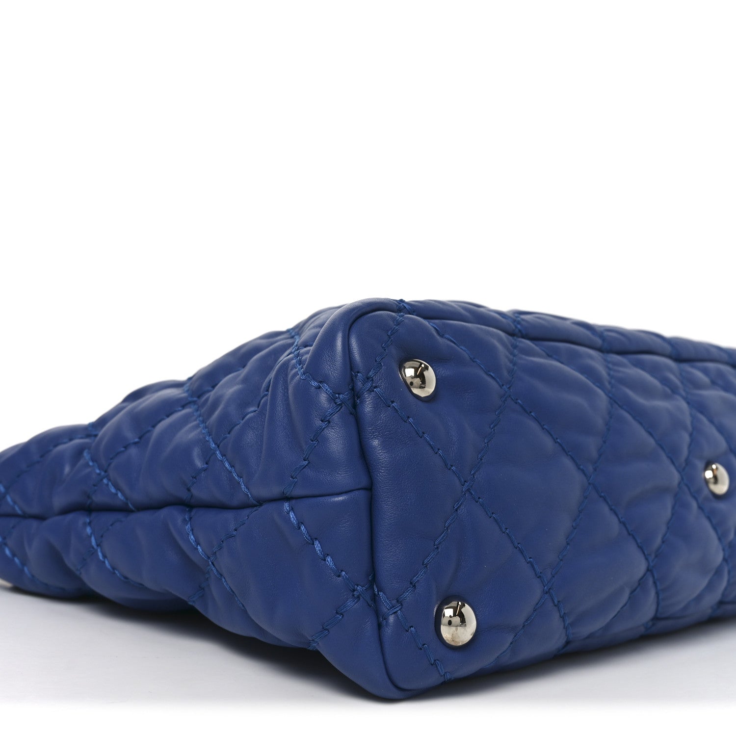 Calfskin Quilted French Riviera Hobo  Blue
