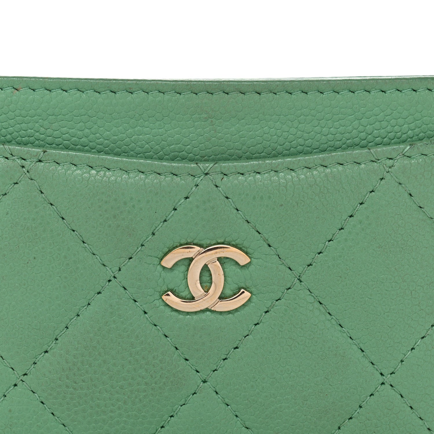 Caviar Quilted  Holder Green