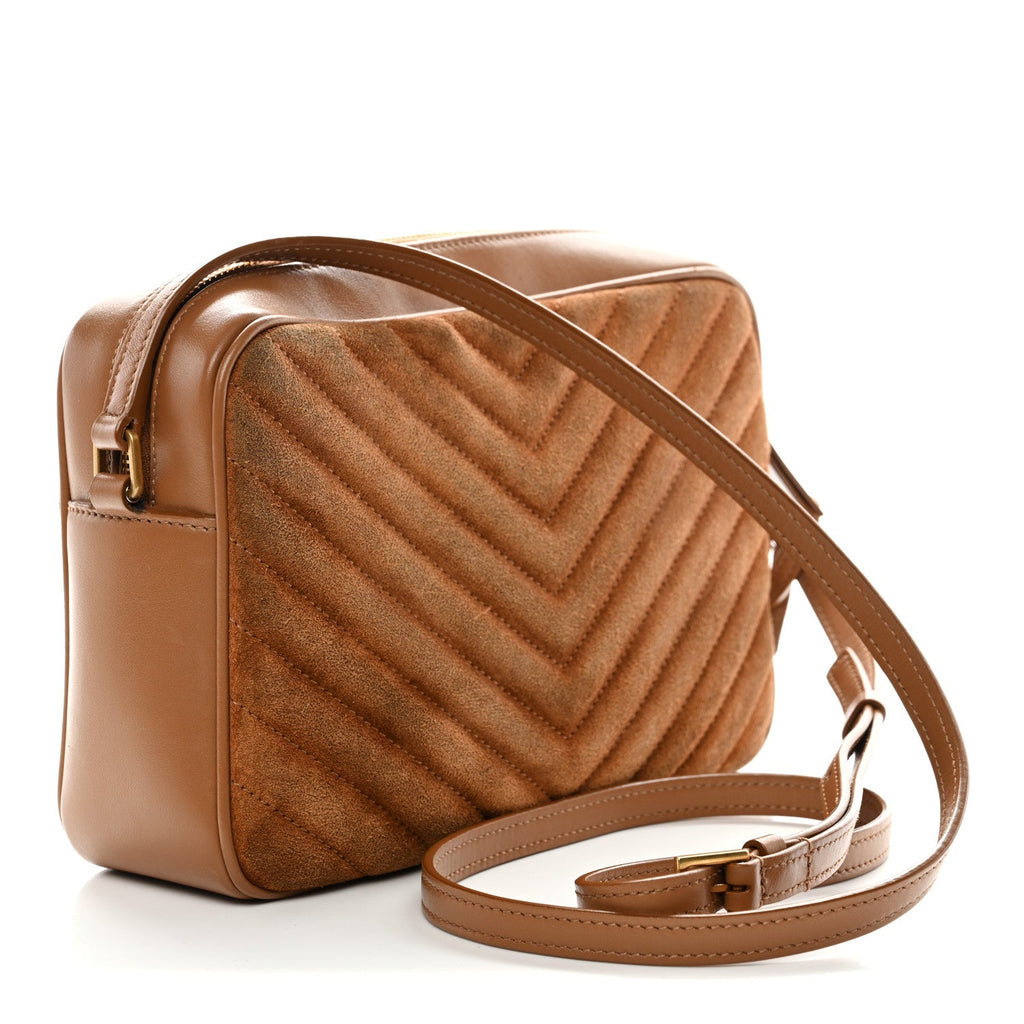 Suede Matelasse Monogram Lou Camera Bag Cinnamon