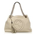 Pebbled Calfskin Medium Soho Chain Shoulder Bag  Off White