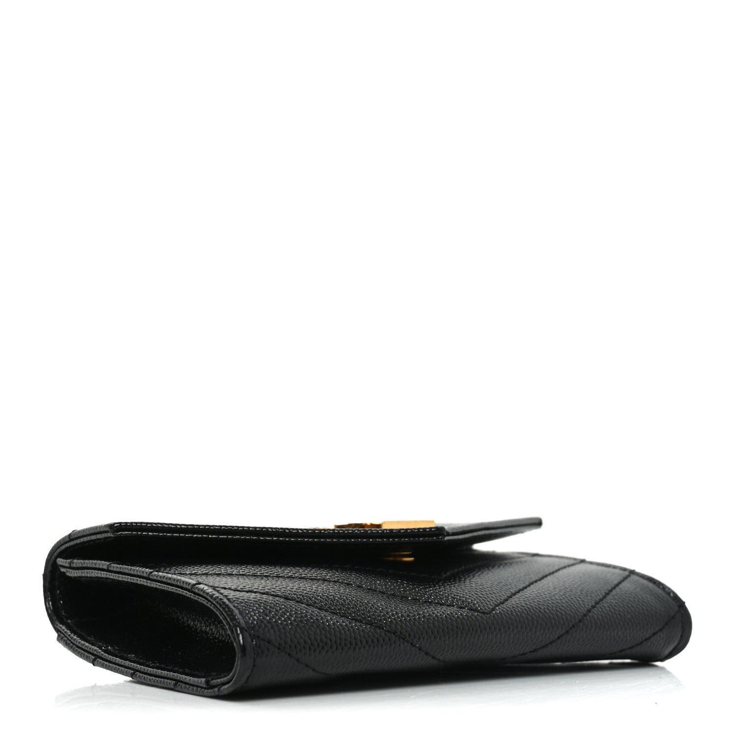 Grain De Poudre Matelasse Chevron Small Monogram Envelope Wallet Black
