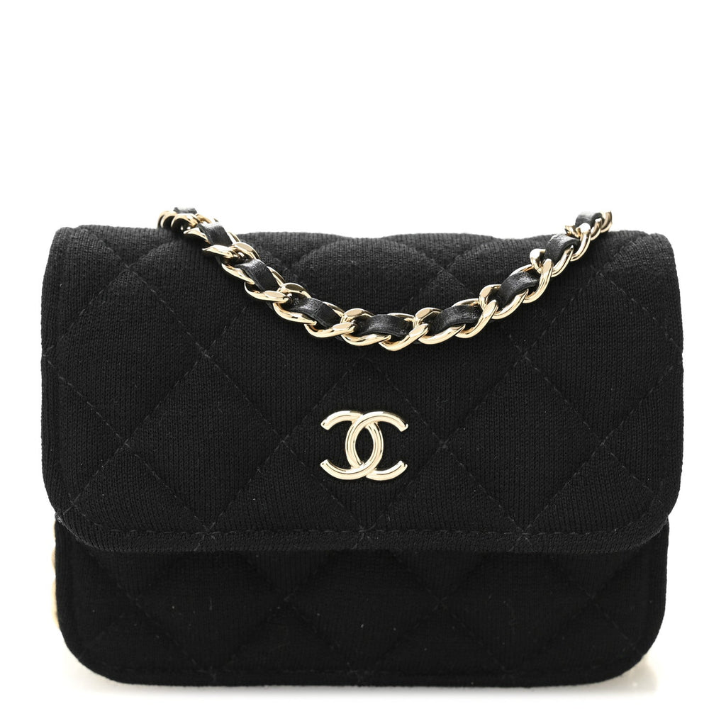 Jersey Quilted Micro Mini Flap Black
