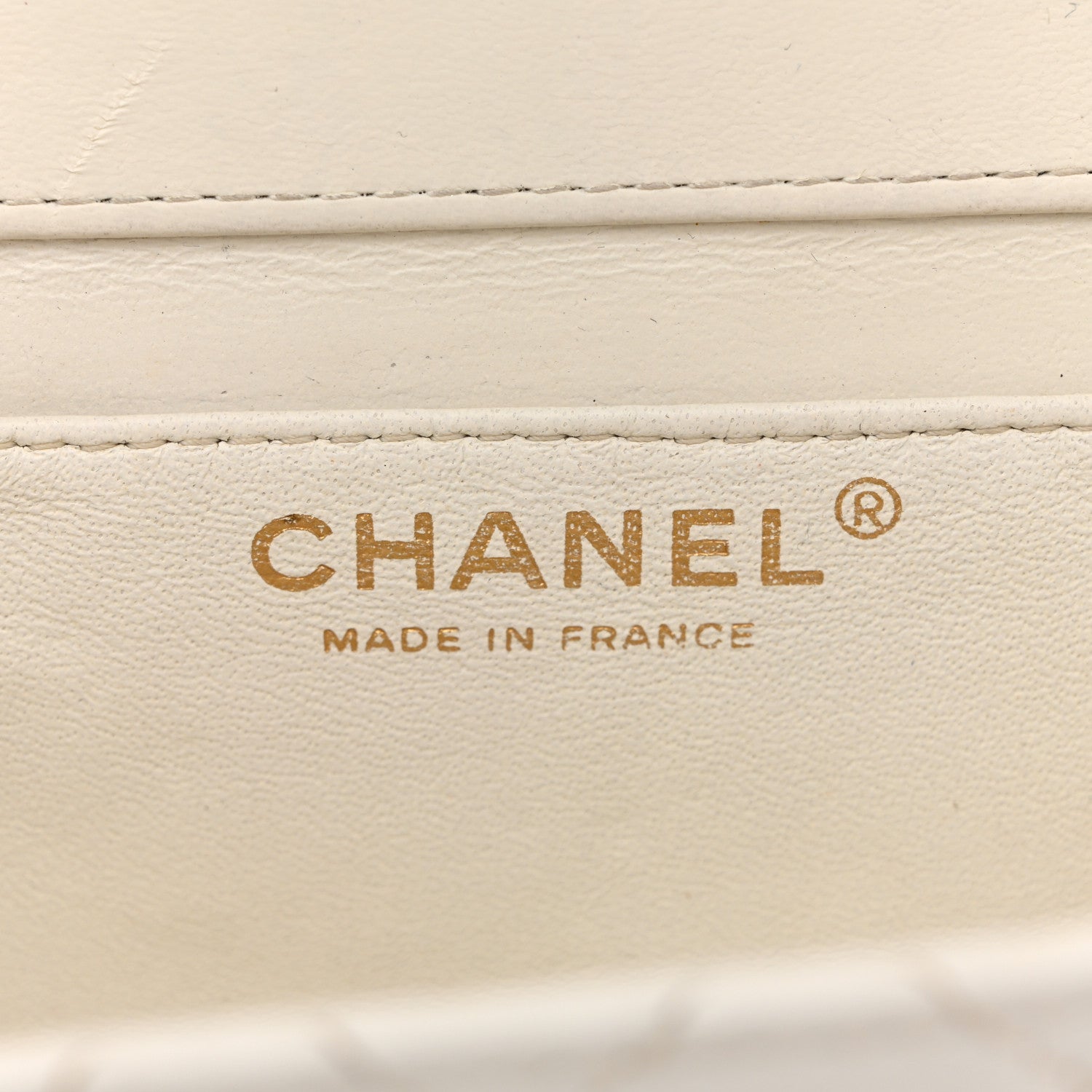 Glazed Calfskin Quilted Small Flap White