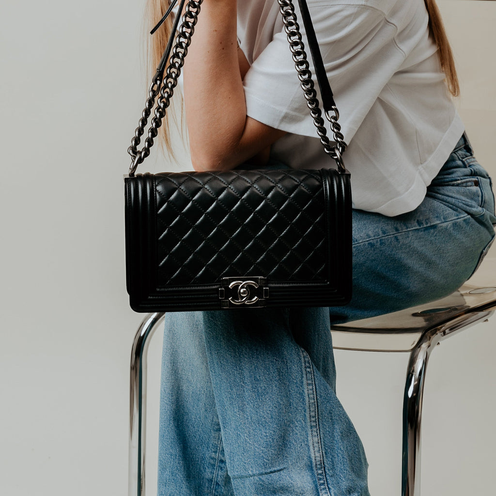 Chanel Boy - Medium in Black, Calfskin Leather