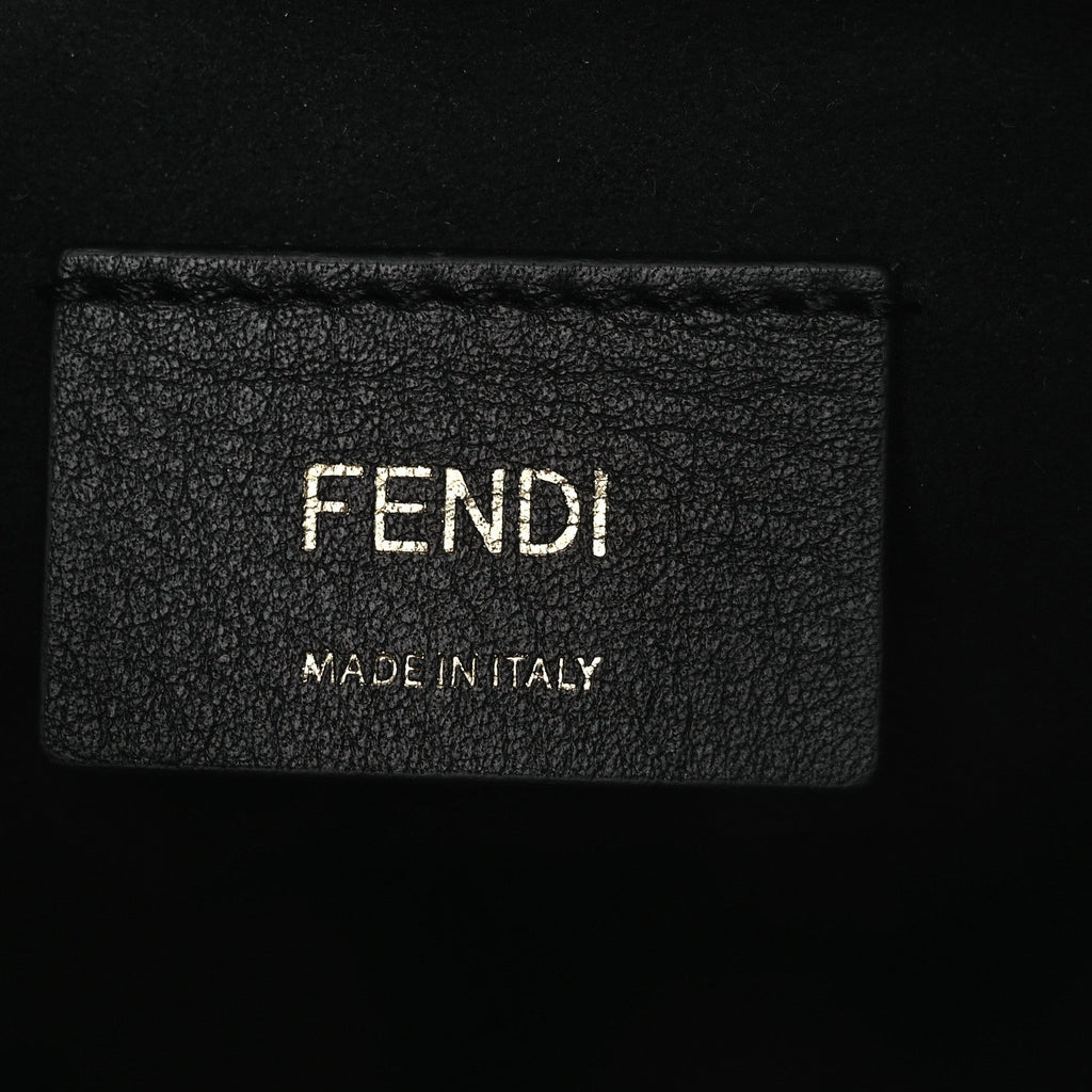 Vitello Fluffy Grace F is Fendi Logo Embossed Mini Mon Tresor Bucket Bag Rosa Quarzo Black