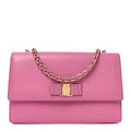 Printed Calfskin Vara Bow Chain Flap Crossbody Fuchsia