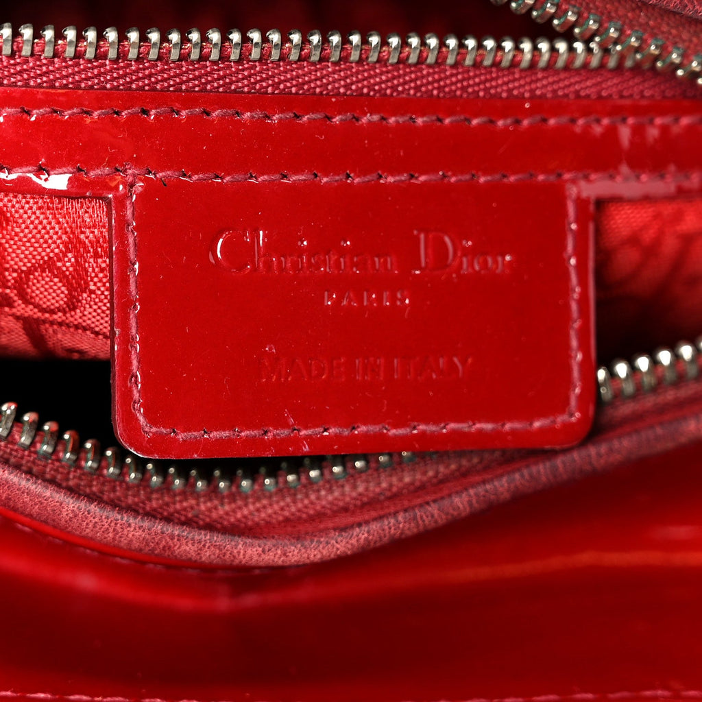 Patent Cannage Medium Lady Dior Red