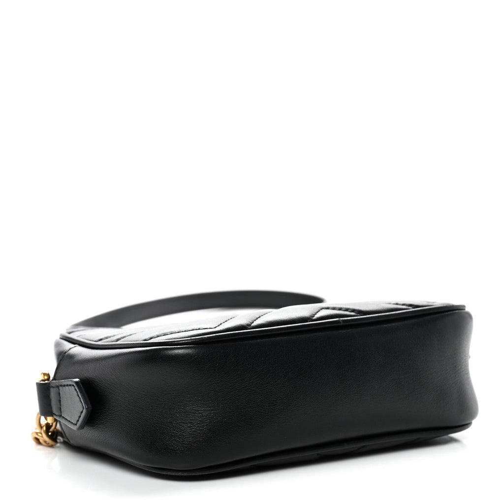 Calfskin Matelasse Mini GG Marmont Chain Shoulder Bag Black