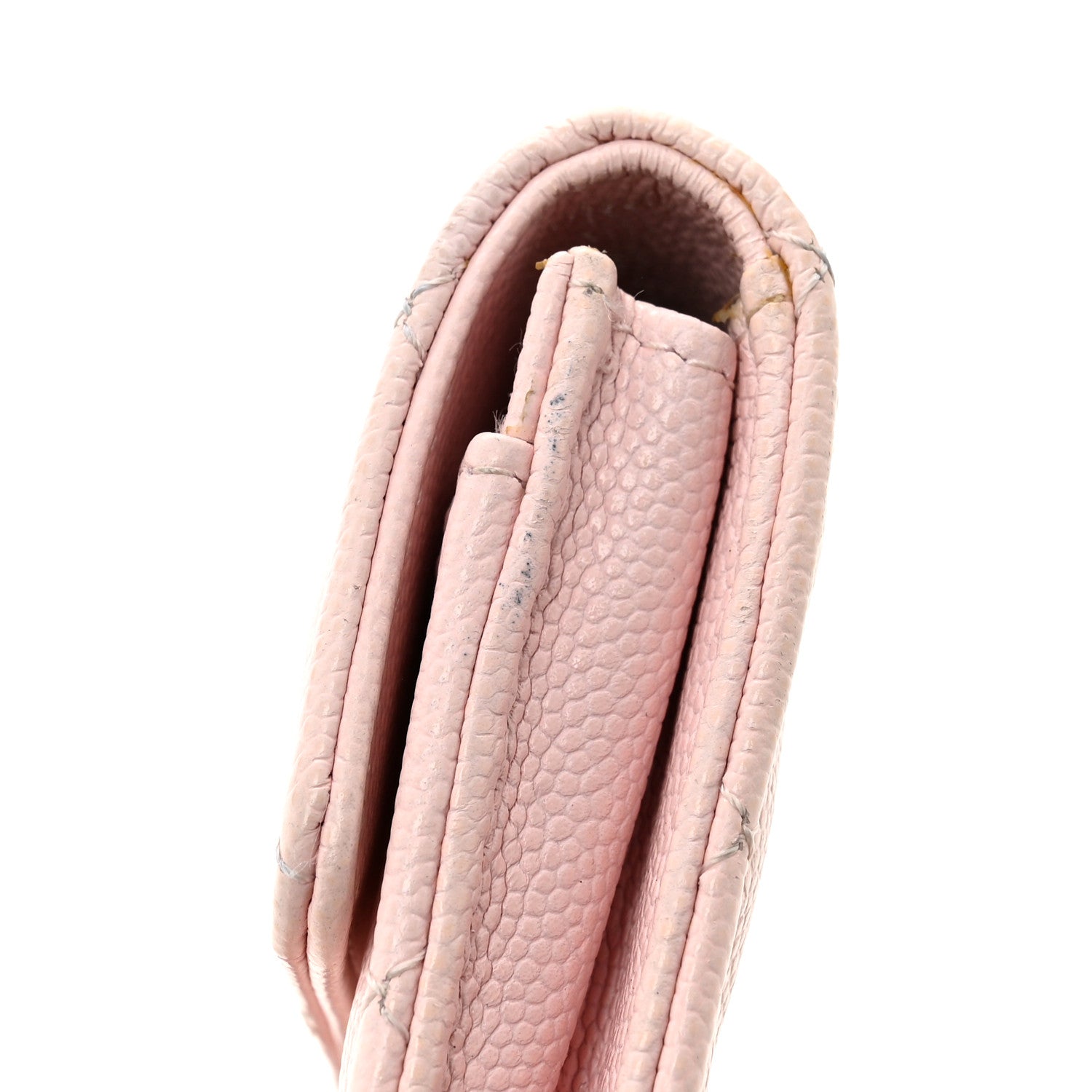 Caviar Quilted Crystal CC Flap  Holder Pink