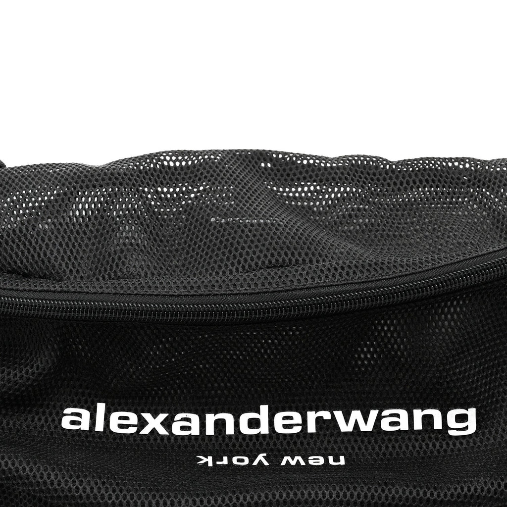Nylon Mesh Logo Printed Attica Gym Shoulder Bag Black