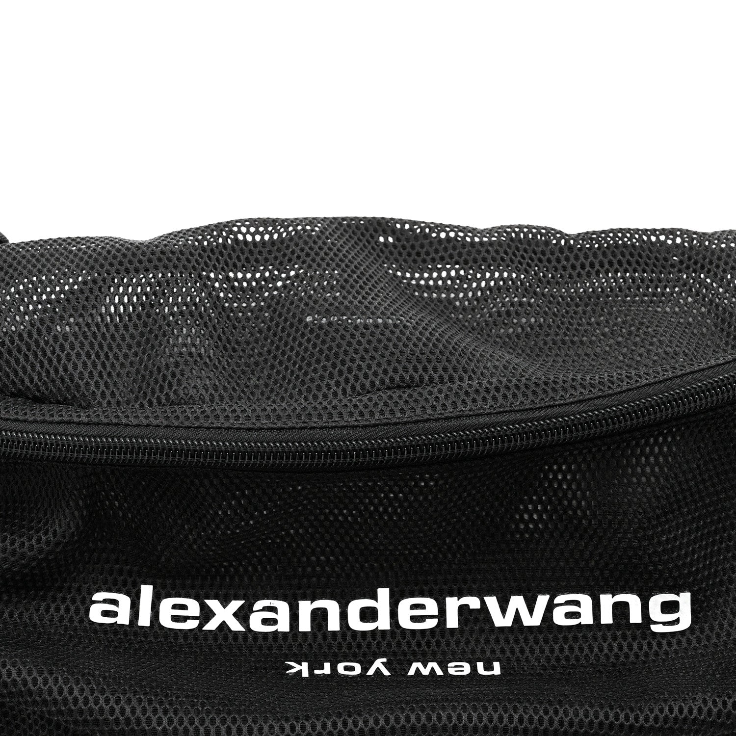 Nylon Mesh Logo Printed Attica Gym Shoulder Bag Black