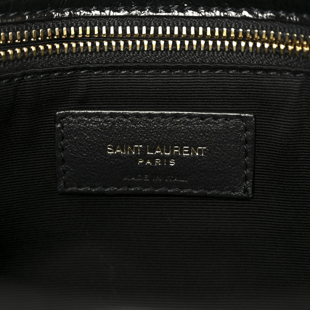 Crinkled Calfskin Matelasse Monogram Medium Niki Chain Satchel Black