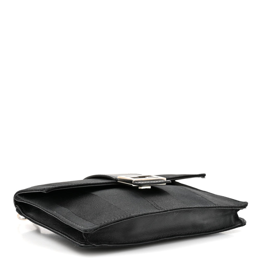 Recycled Nylon Vitello Grace Light Pequin Baguette Belt Pouch Black