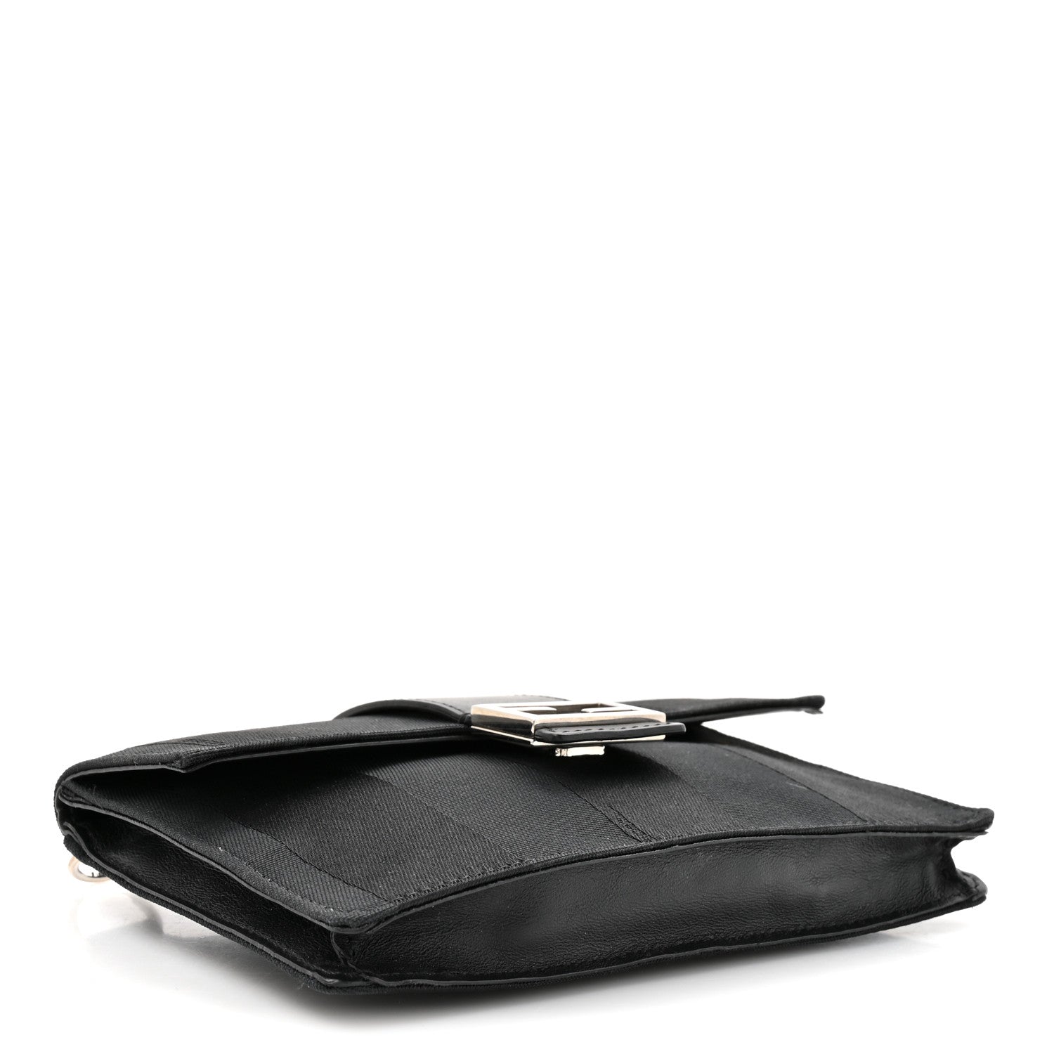 Recycled Nylon Vitello Grace Light Pequin Baguette Belt Pouch Black
