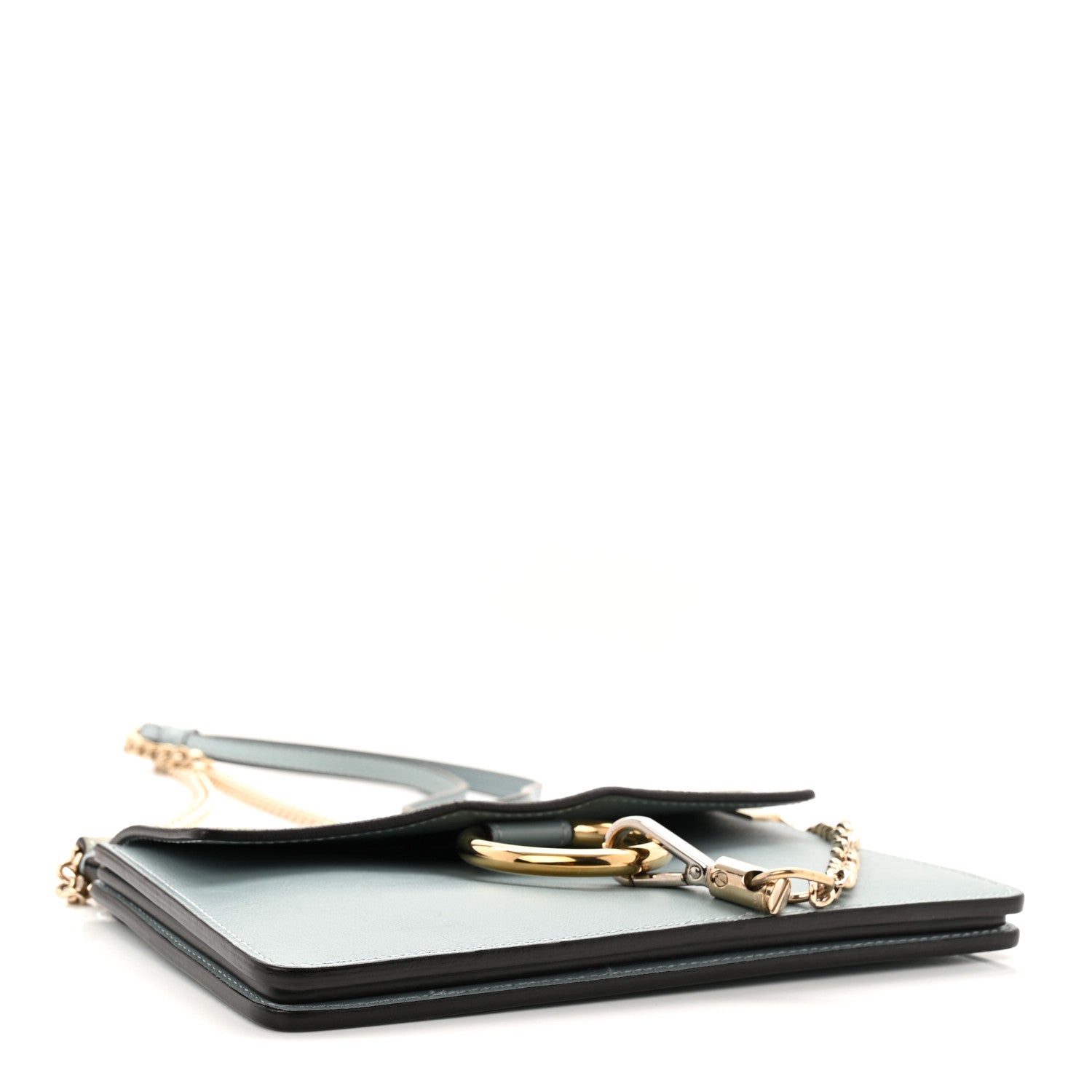Calfskin Suede Mini Chain Faye Shoulder Bag Ash Blue